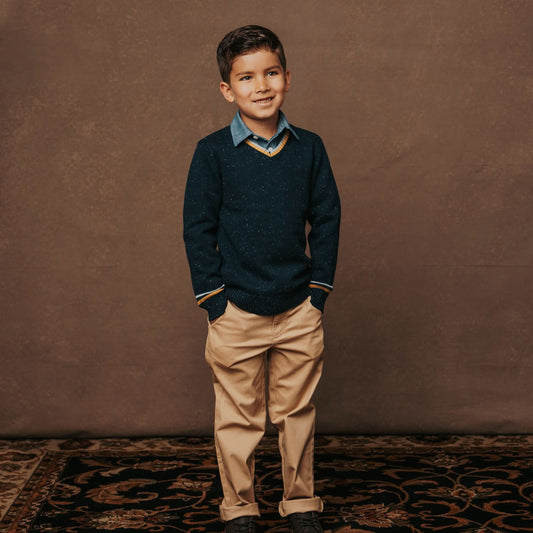 Boys Organic V-Neck Sweater