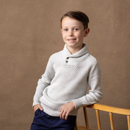 Boys Organic Shawl Collar Sweater