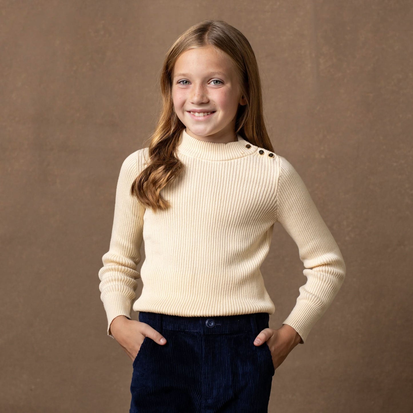 Girls Organic Mock Neck Sweater