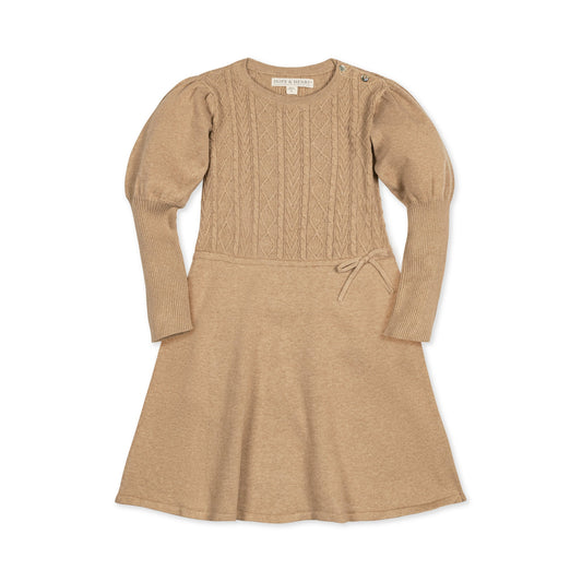 Baby Girl Organic Cable Bodice Sweater Dress