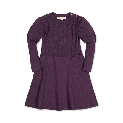 Girls Organic Cable Bodice Sweater Dress