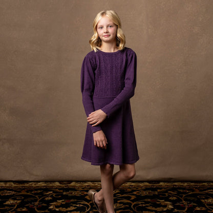 Girls Organic Cable Bodice Sweater Dress
