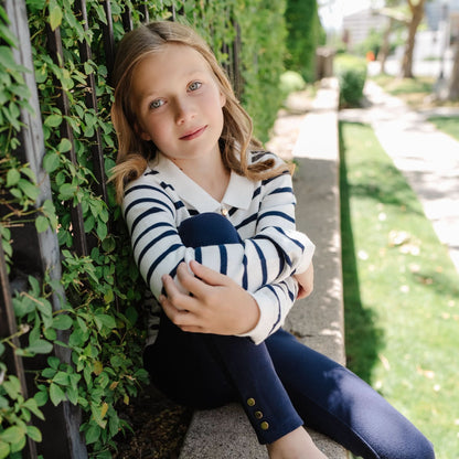 Baby Girl Organic French Collared Keyhole Sweater