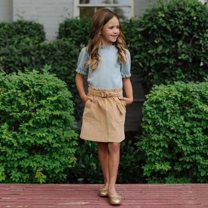 Girls Organic Corduroy Cinch Waist Skirt