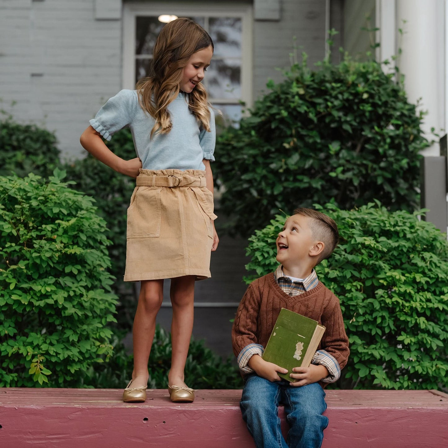 Girls Organic Corduroy Cinch Waist Skirt