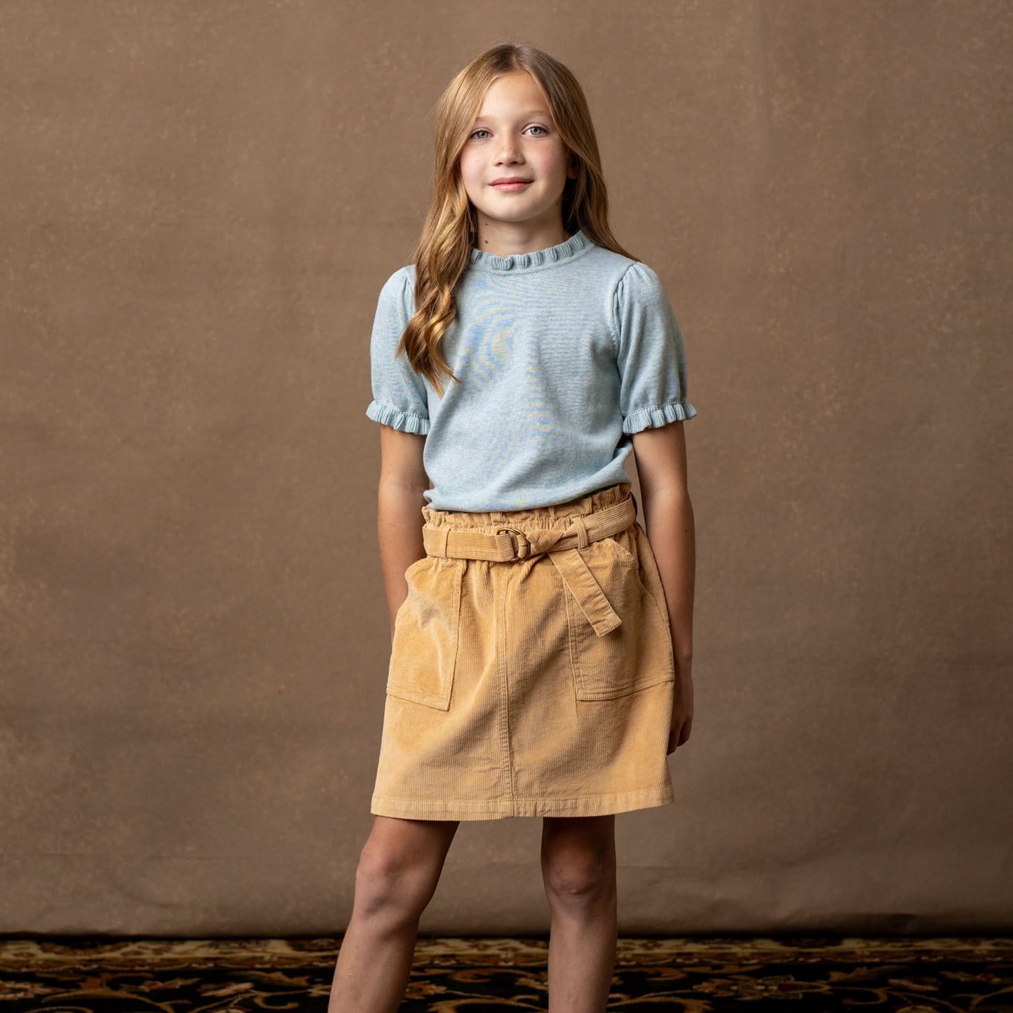 Girls Organic Corduroy Cinch Waist Skirt