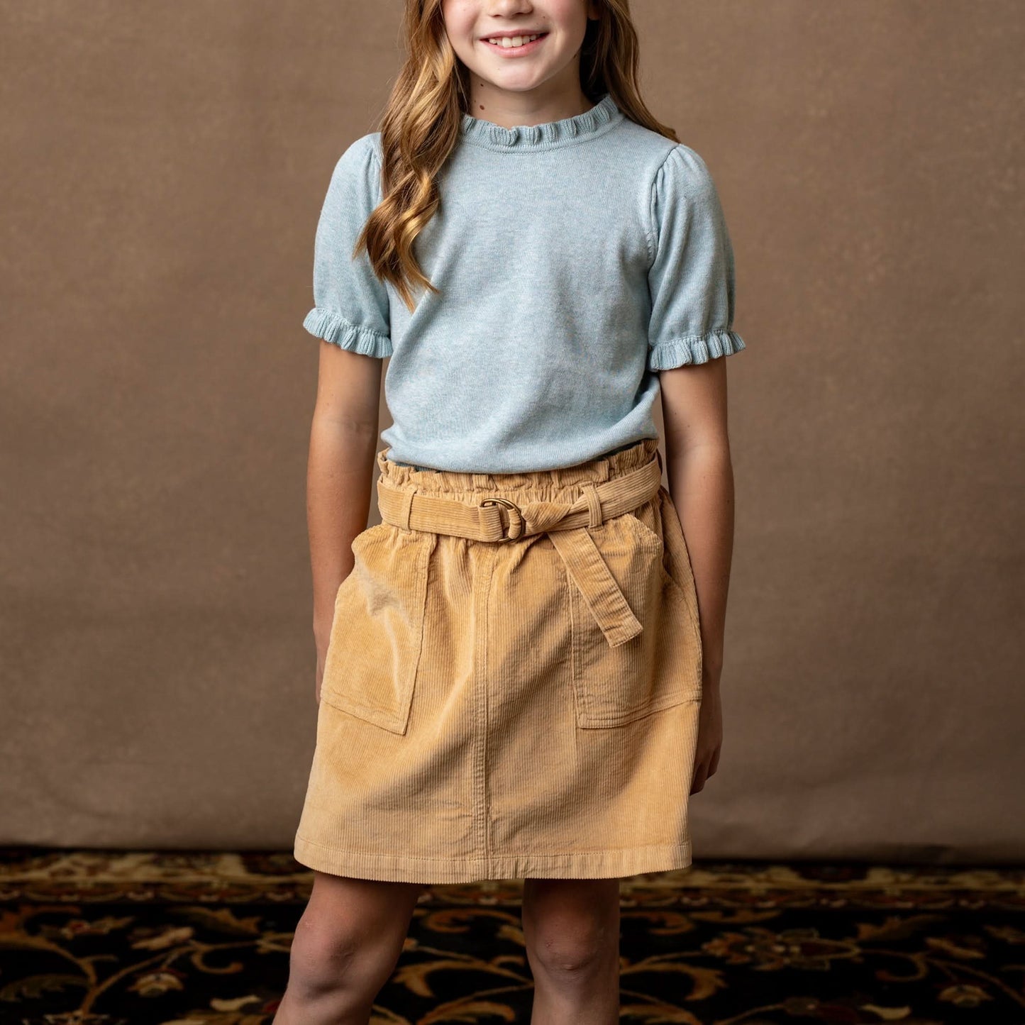 Girls Organic Corduroy Cinch Waist Skirt