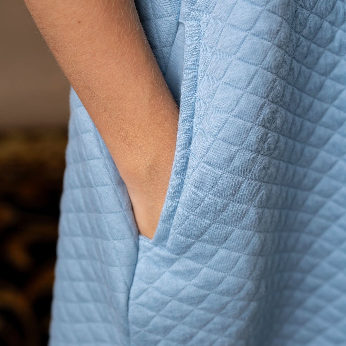 Baby Girl Quilted Puff Sleeve Dress - Blue