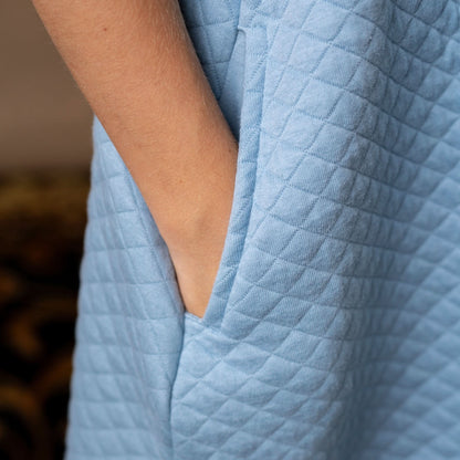 Baby Girl Quilted Puff Sleeve Dress - Blue