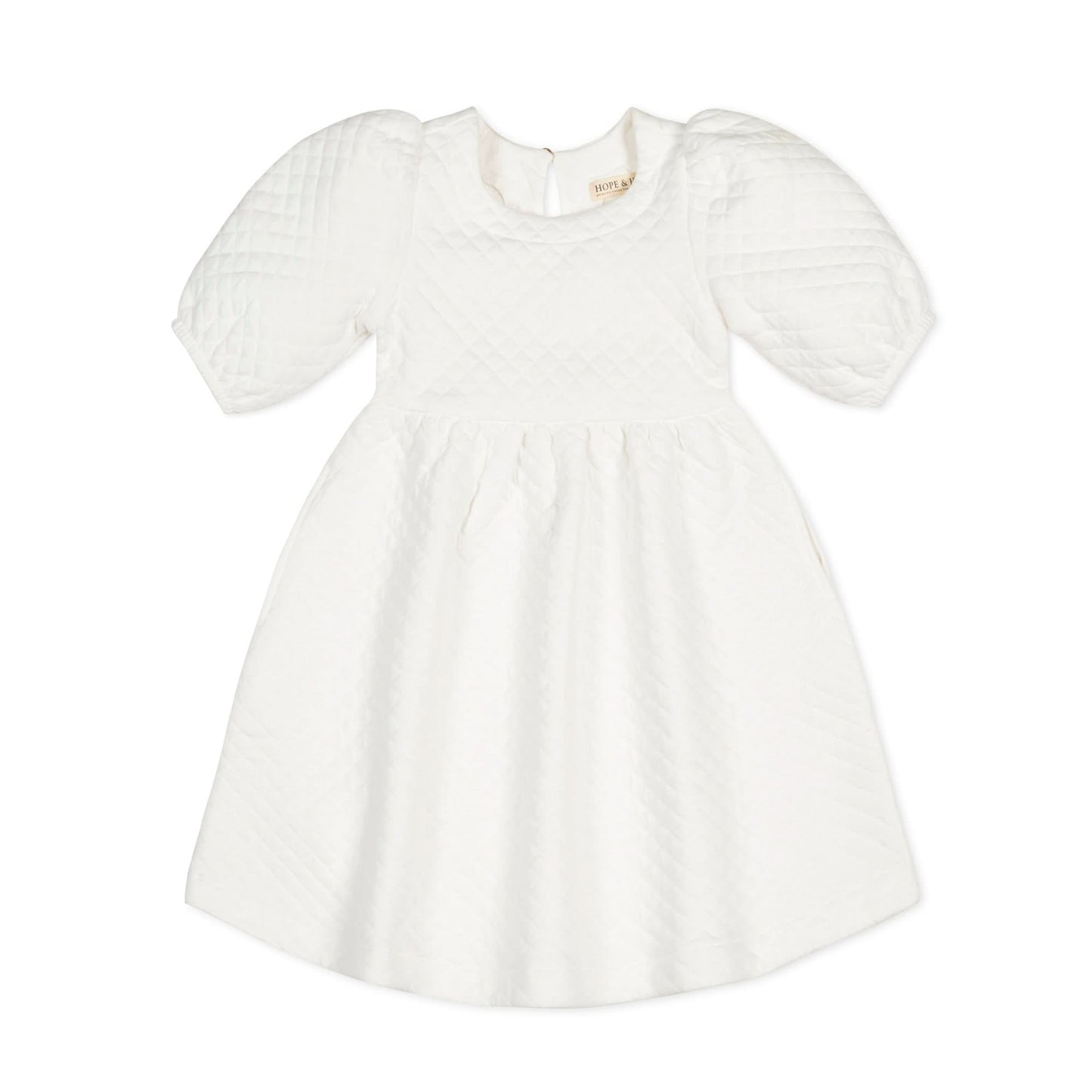 Girls Organic Quilted Puff Sleeve Dress
