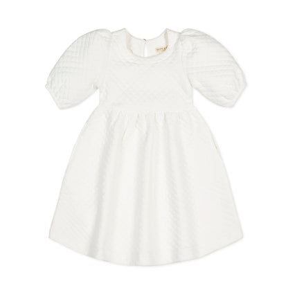Girls Organic Quilted Puff Sleeve Dress