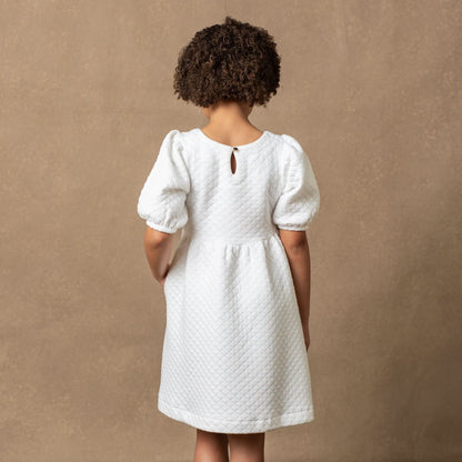 Girls Organic Quilted Puff Sleeve Dress