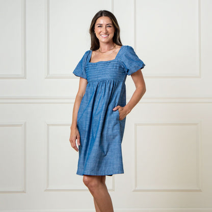 Women's Organic Ruched Chambray Dress