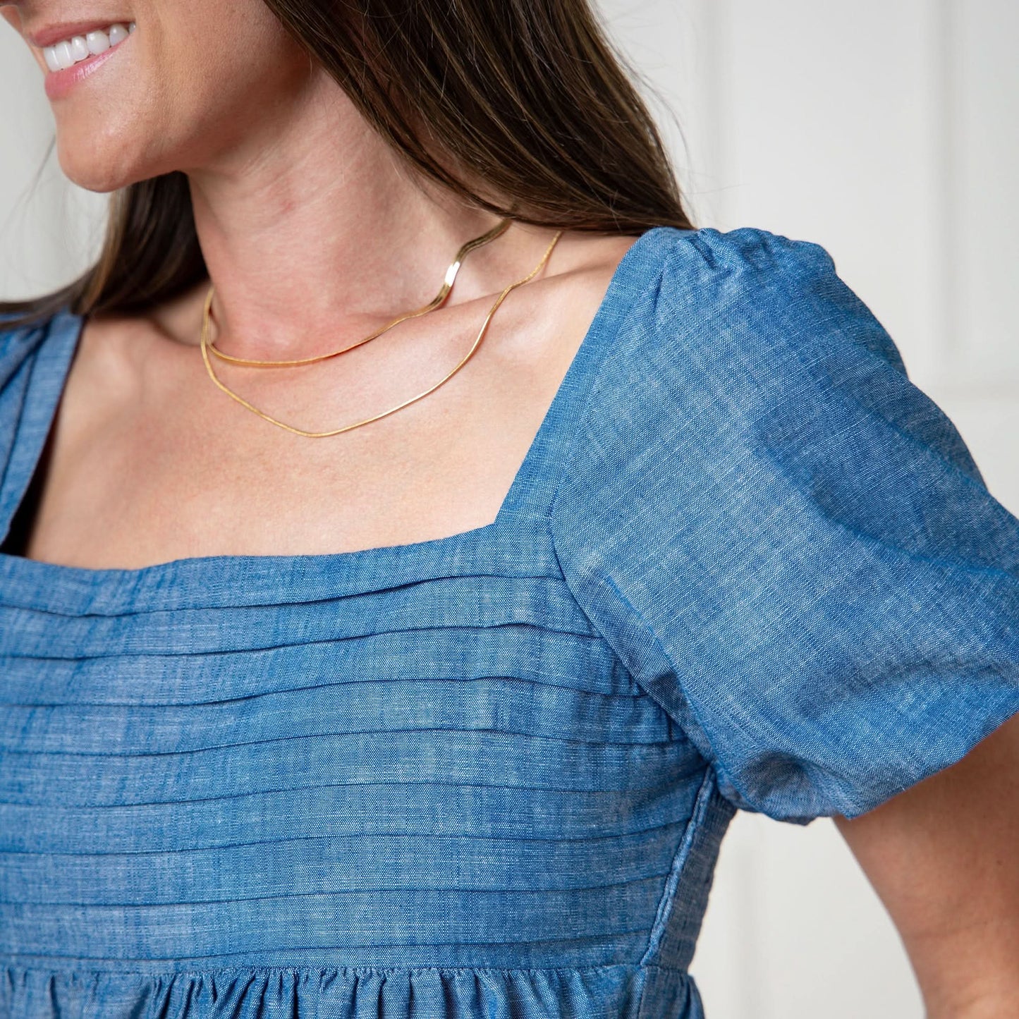 Women's Organic Ruched Chambray Dress