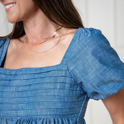 Women's Organic Ruched Chambray Dress