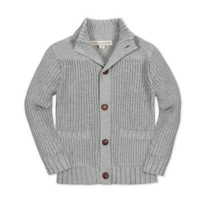 Baby Boy Organic Mock Neck Cardigan - Dark Gray