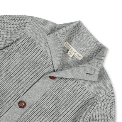 Boys Organic Mock Neck Cardigan - Dark Gray