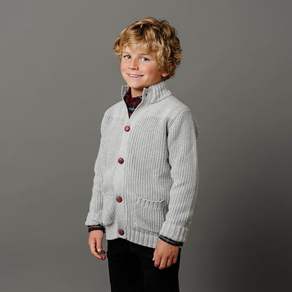 Baby Boy Organic Mock Neck Cardigan - Dark Gray