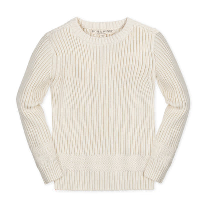 Boys Organic Herringbone Detail Crew Neck Sweater