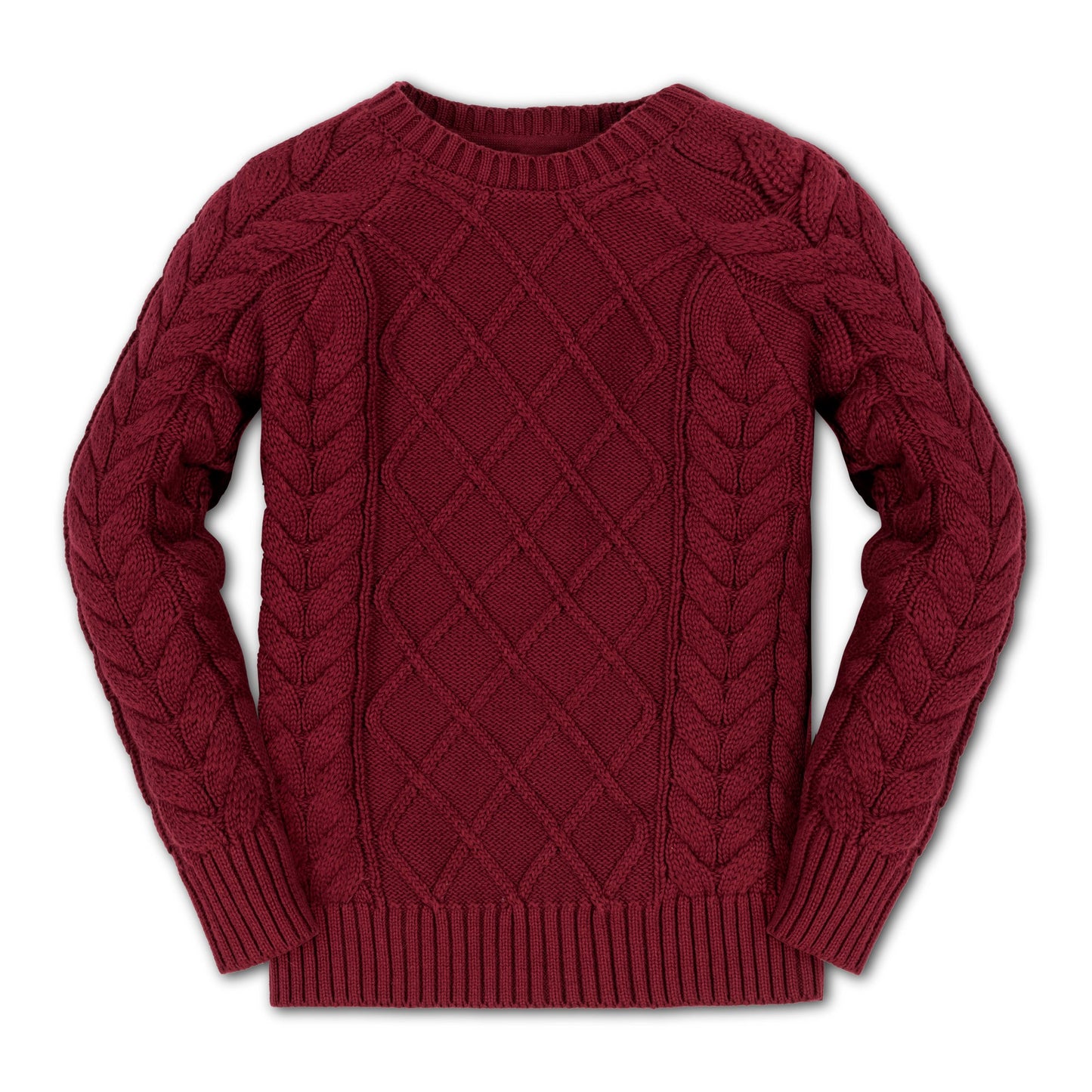 Boys Organic Raglan Fisherman Sweater - Oxblood