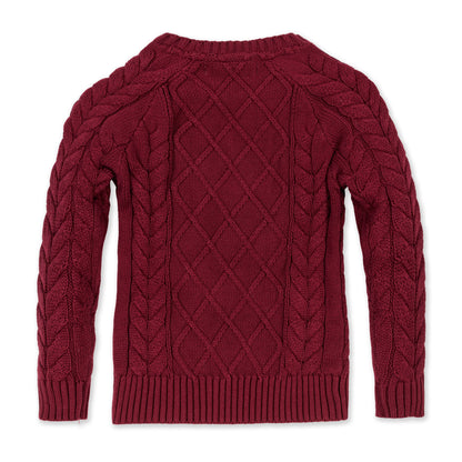 Boys Organic Raglan Fisherman Sweater - Oxblood
