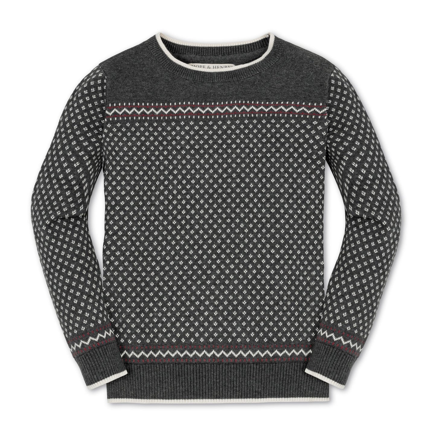 Boys Organic Intarsia Crew Neck Sweater