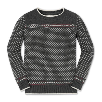 Boys Organic Intarsia Crew Neck Sweater