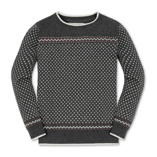 Boys Organic Intarsia Crew Neck Sweater
