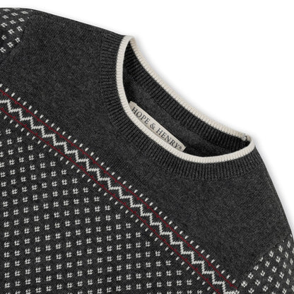 Boys Organic Intarsia Crew Neck Sweater