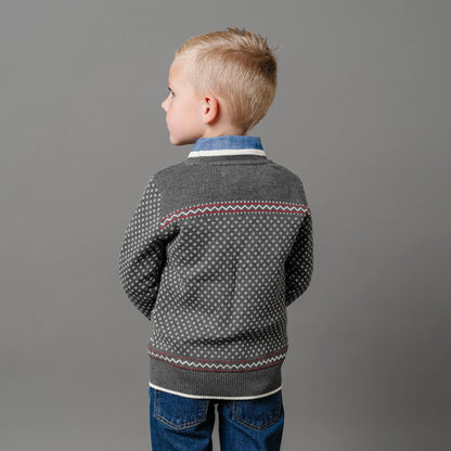 Boys Organic Intarsia Crew Neck Sweater