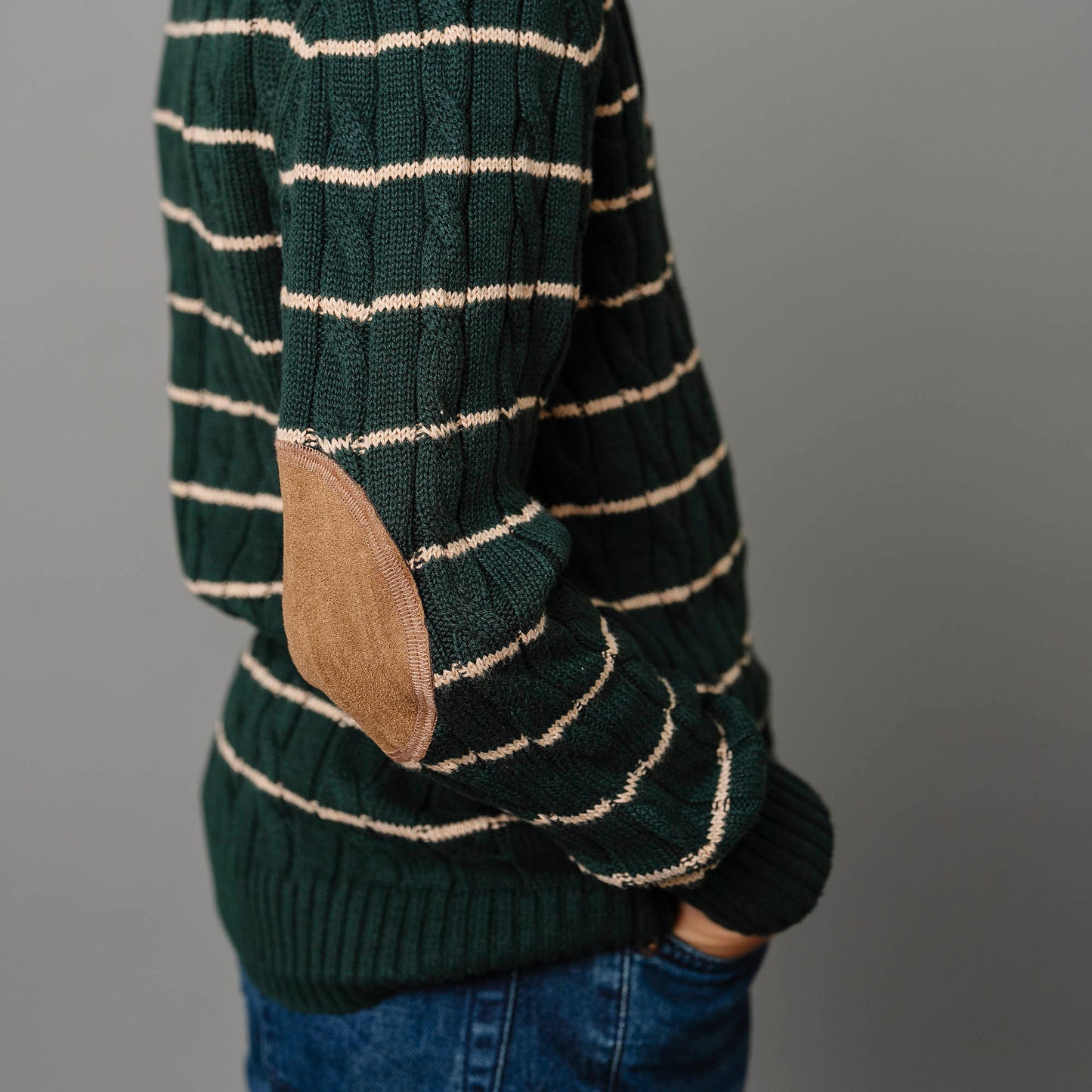 Baby Boy Organic Sweater Henley with Elbow Patches