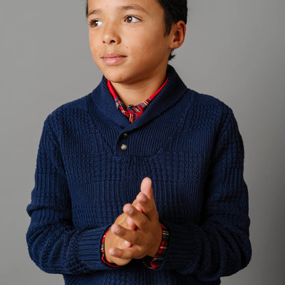 Organic Textured Shawl Collar Sweater - Baby