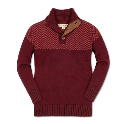 Baby Boy Organic Intarsia Yoke Mock Neck Sweater