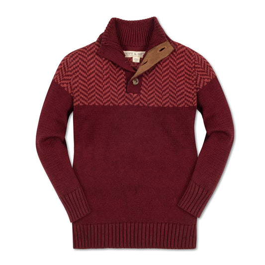 Baby Boy Organic Intarsia Yoke Mock Neck Sweater