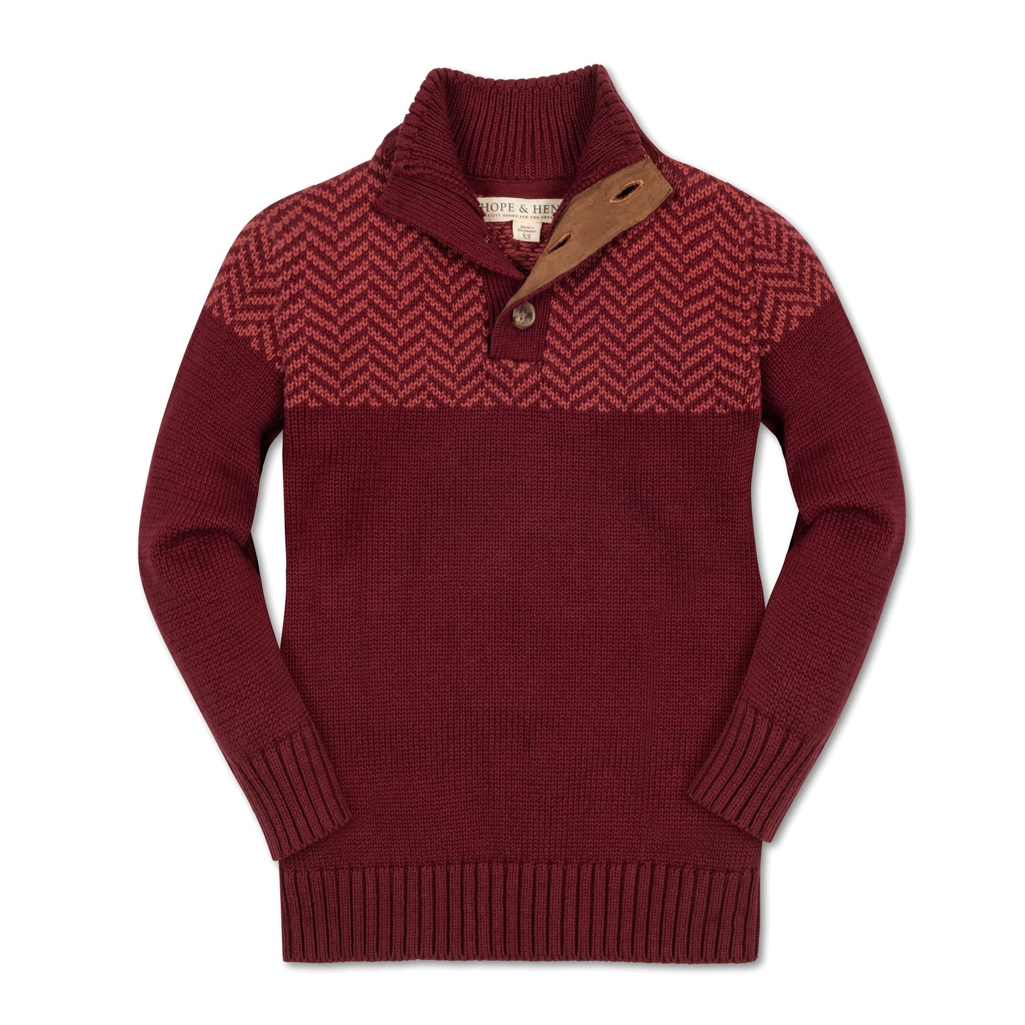 Boys Organic Intarsia Yoke Mock Neck Sweater