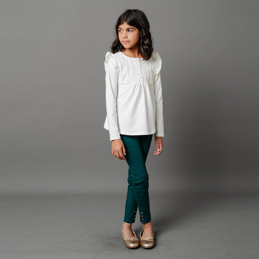 Girls Button Cuff Ponte Pant