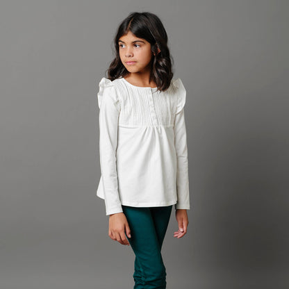 Baby Girl Organic Pintuck Flutter Knit Top