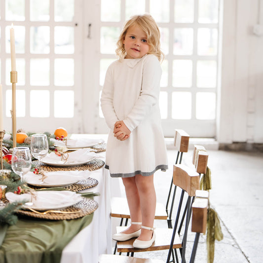 Baby Girl Organic Mock Neck Bow Detail Sweater Dress