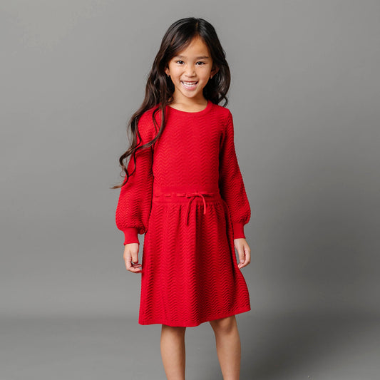 Girls Organic Balloon Sleeve Sweater Dress