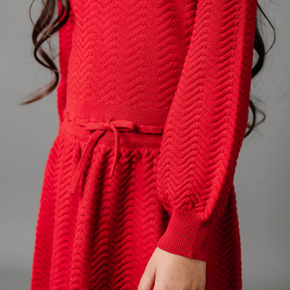 Girls Organic Balloon Sleeve Sweater Dress