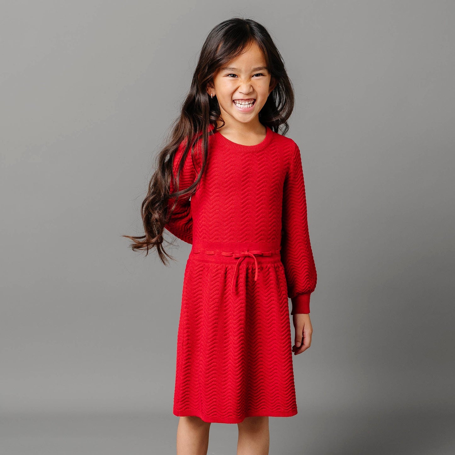 Girls Organic Balloon Sleeve Sweater Dress