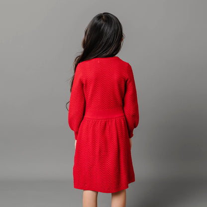 Girls Organic Balloon Sleeve Sweater Dress