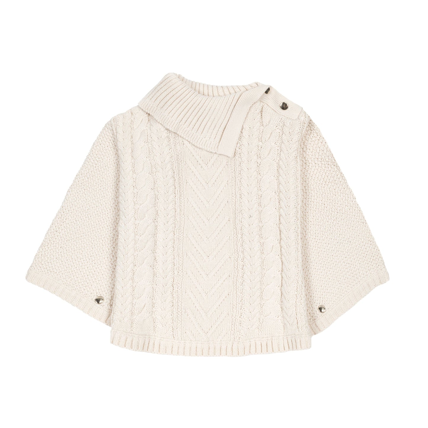 Girls Organic Split Collar Sweater Cape - Ivory