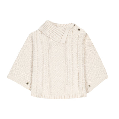 Girls Organic Split Collar Sweater Cape - Ivory