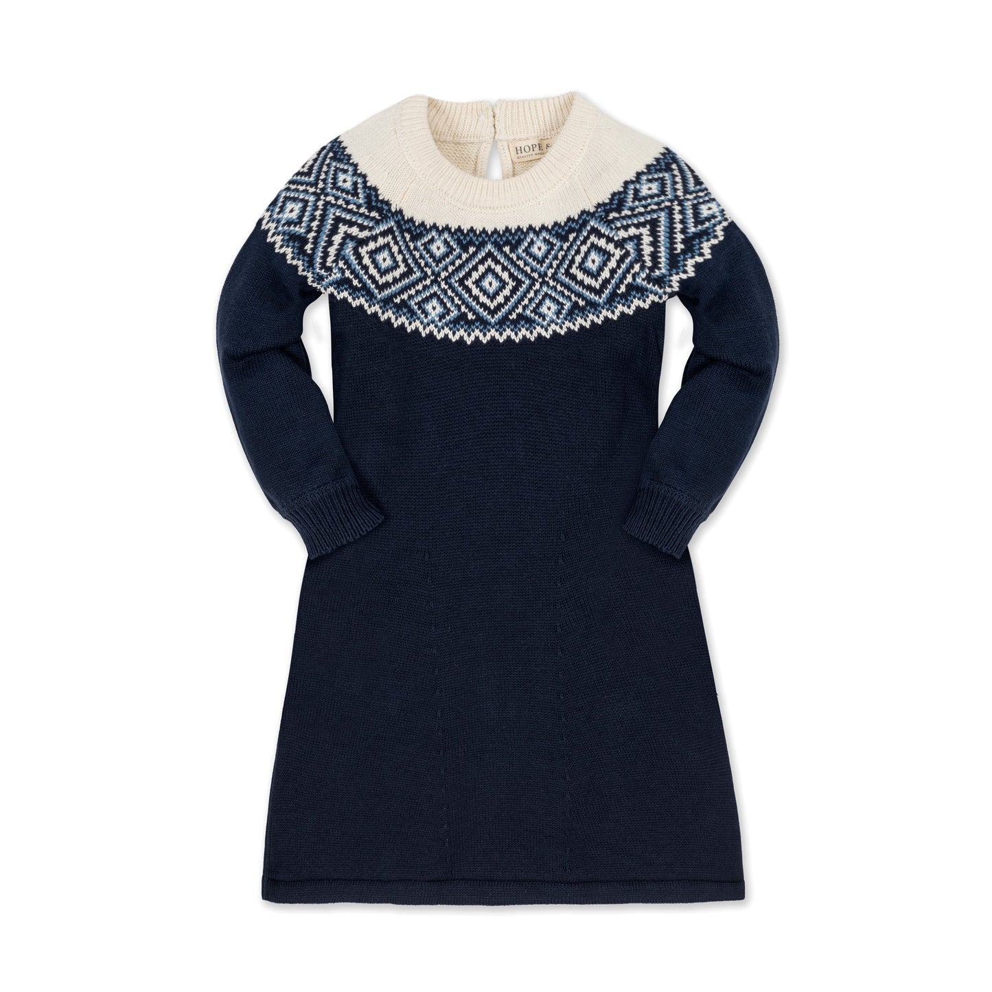 Girls Organic Fair Isle Raglan Sweater Dress