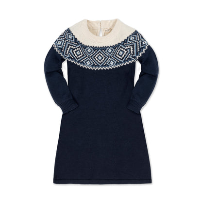 Girls Organic Fair Isle Raglan Sweater Dress