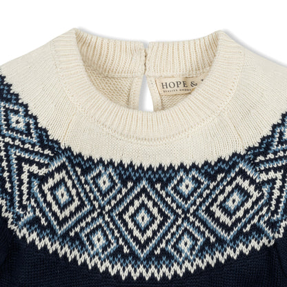 Girls Organic Fair Isle Raglan Sweater Dress