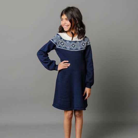 Girls Organic Fair Isle Raglan Sweater Dress