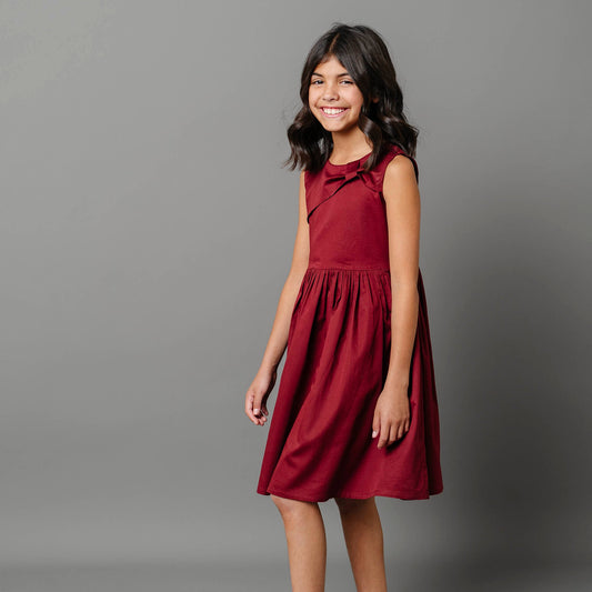 Girls Organic Asymmetrical Bow Party Dress