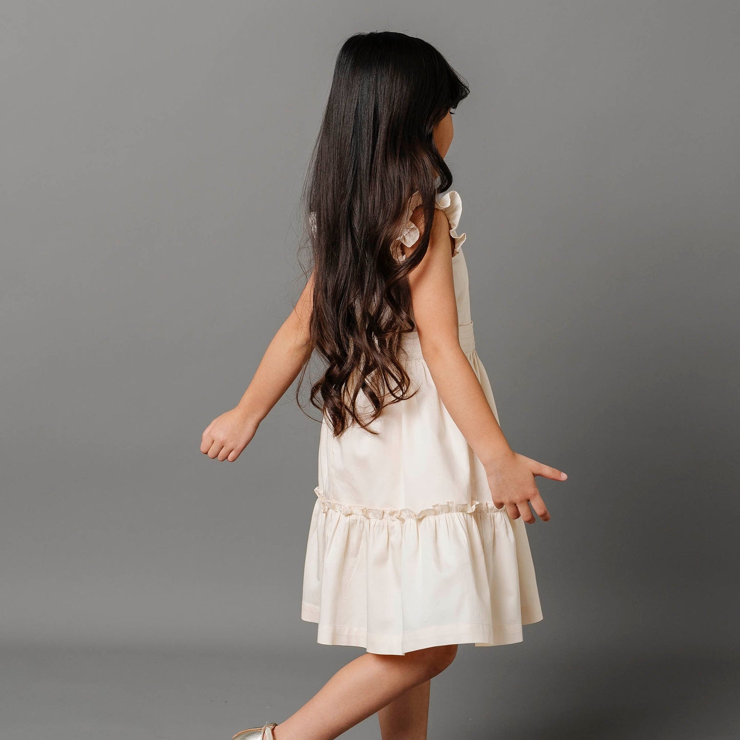 Girls Organic Tiered Sateen Party Dress